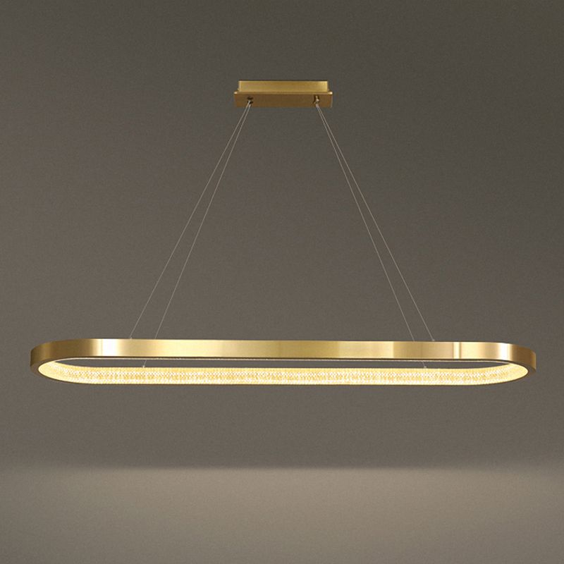 Modern Style Oval Island Lighting Fixture Metal 1- Light Island Pendant Light