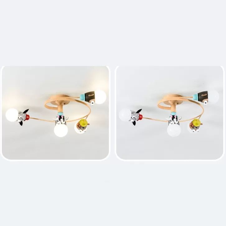 Twist Arm Semi Flushmount Light with Animal Modern Metal LED Lámpara de techo para oficina para oficina