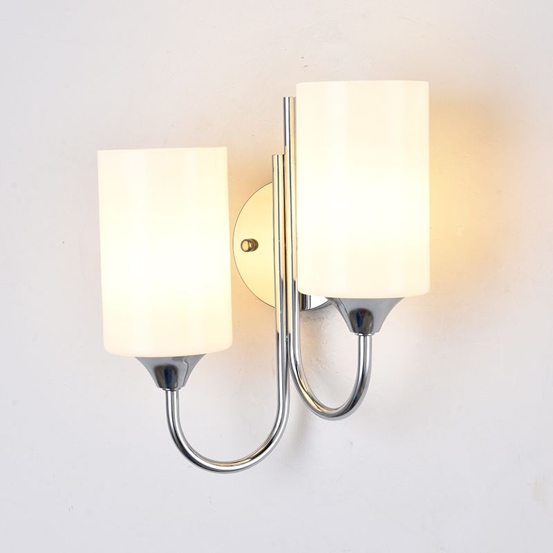 Modern Style Cylinder Wall Sconce Lights Glass 2 Lights Wall Mount Lighting