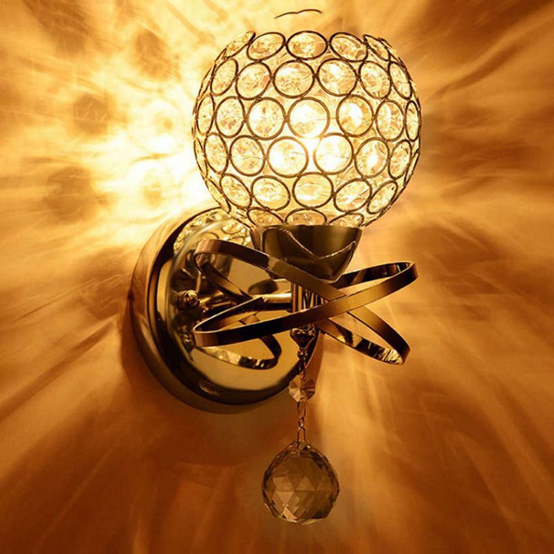 1 Light Ball Wall Lighting Fixtures Modern Style Crystal Wall Mounted Lamps