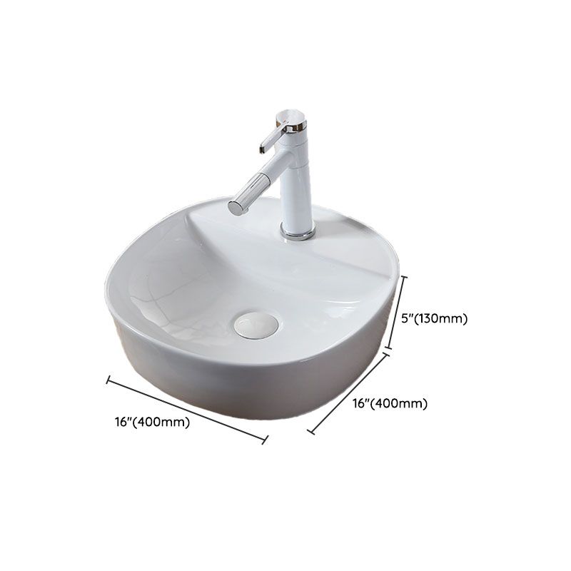 Modern Vessel Bathroom Sink Rectangular Porcelain Drain Vessel Sink(Not Included Faucet)