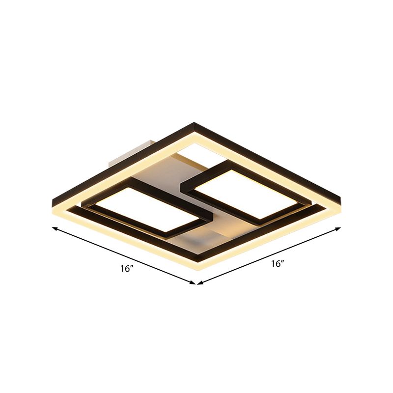 Luz empotrada súper delgada de 16 "/ 19,5" / 35,5 "/ 43" de ancho Estilo nórdico Metal Negro Led cerca de la luz del techo en blanco cálido /