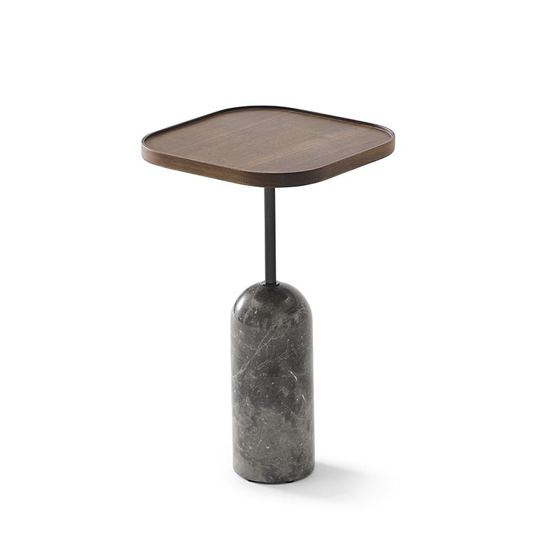 Modern Accent Side Table Sofa Round Pedestal Marble Living Room Corner Table