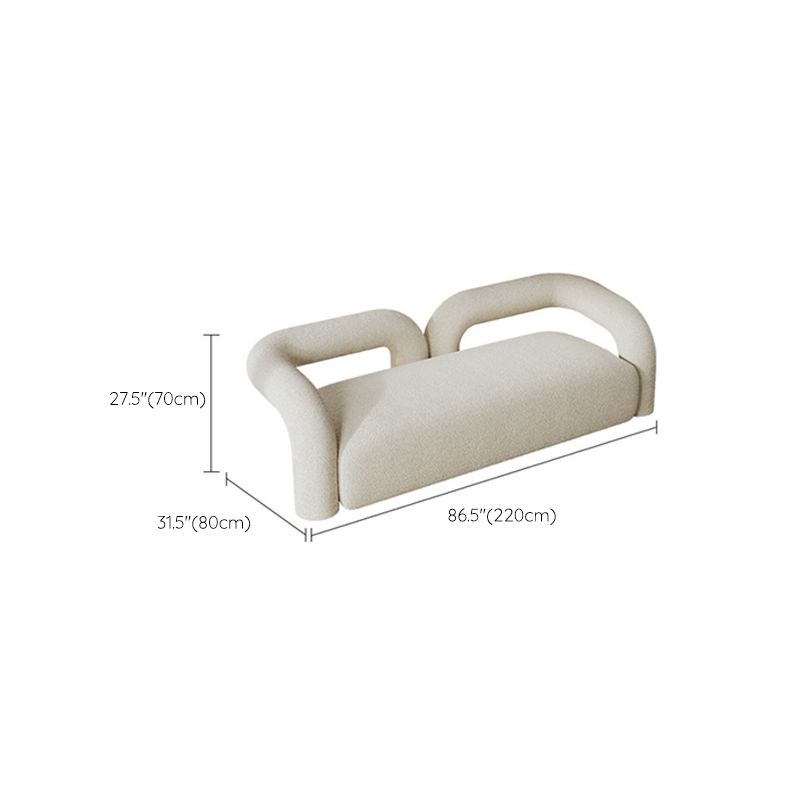 Scandinavian Settee White Cushions Tuxedo Arm Living Room Fabric Sofa