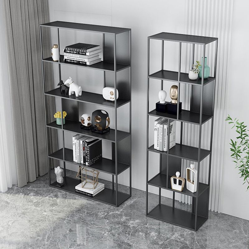 Contemporary Vertical Metal Bookshelf Open Back Bookcase with Shelves