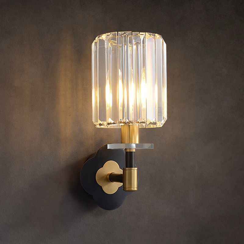 Modern Style Cylinder Wall Light Crystal 1 Light Sconces for Bedroom