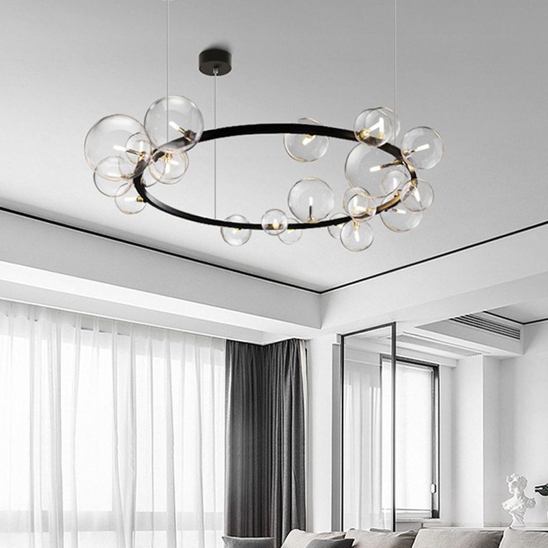 ORB Clear Clear Glasselier Light Light Minimalist Black Spendant Lighting Freet per sala da pranzo