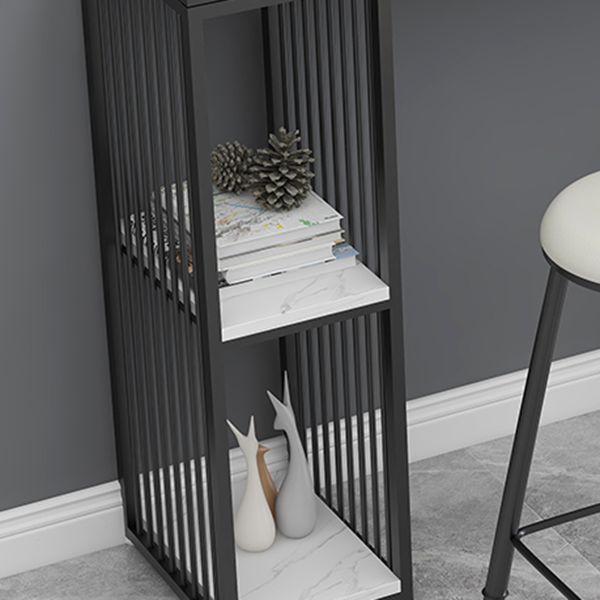 Glam Stone Bar Table Set 1/3 Pieces Rectangle Bar Table with Upholstered Stools