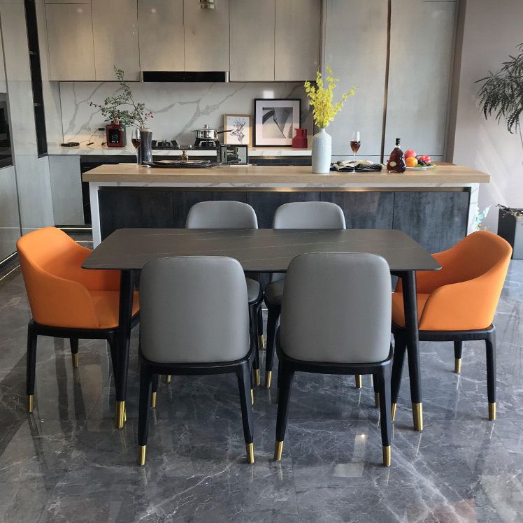 Rectangle Luxury Style Dining Table Two-Color Fixed Table with Sintered Stone