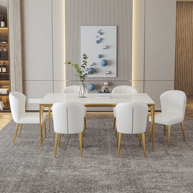 Mesa de comedor de piedra sinterizada Estilo de lujo 4 patas Mesa de rectángulo base para comedor