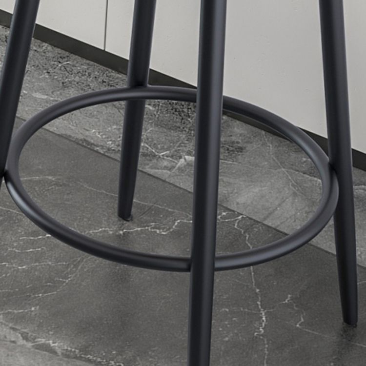 Modern Backrest Armless Counter Stool Iron Kitchen Bar Stool with Velvet Cushion