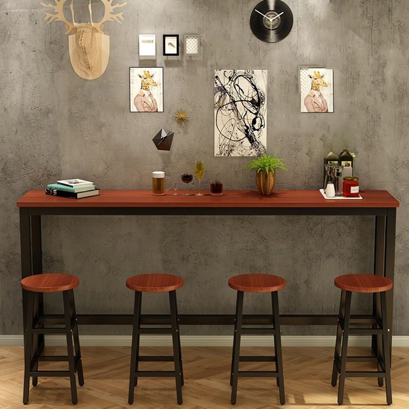 Modern Style Wood Bar Stool Table Rectangle Bar Table for Small Places