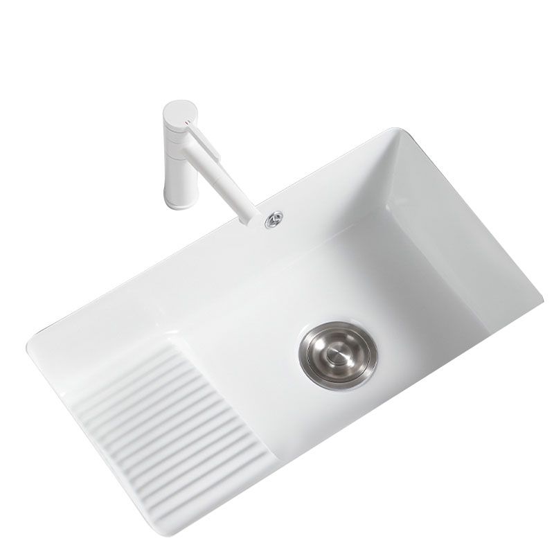 Traditional Undermount Vanity Sink Porcelain Rectangular with Overflow Basin Sink