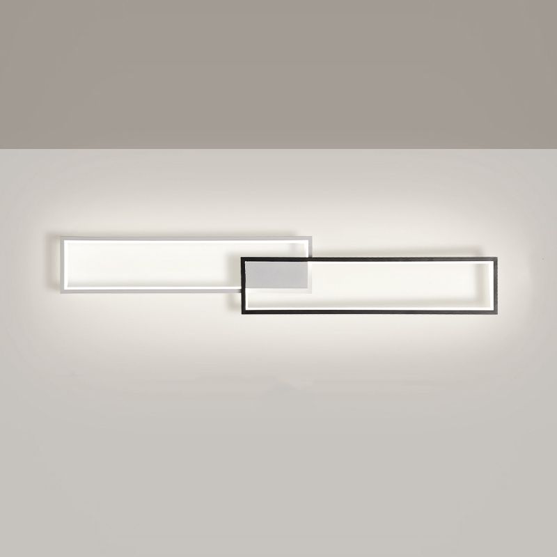 Modern Style Rectangular Shade Ceiling Light Metal 2-Light Ceiling Light for Restaurant