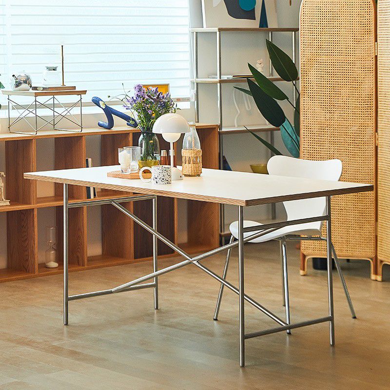 Rectangle Dining Table Industrial Wooden Kitchen Table with Seld Base