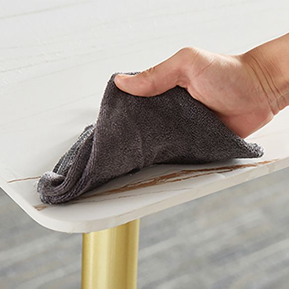 Juego de comedor escandinavo rectangular Juego de muebles de comedor de piedra sinterizada con base metálica