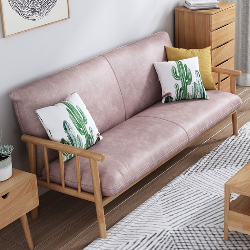 Contemporary Cushions Standard Tuxedo Arm Living Room Faux Leather Settee