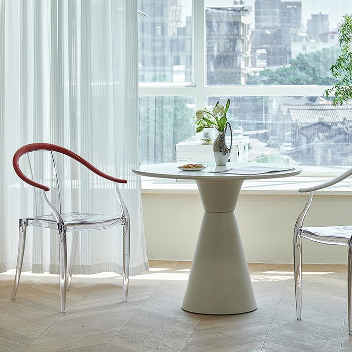 Contemporary Kitchen Dining Arm Chair Slat Back Plastic Chair
