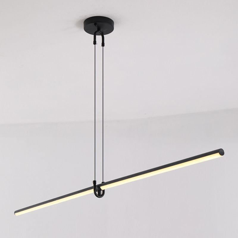 Black Metal Island Light Lámpara colgante de restaurante lineal moderna de 1 cabeza con sombra acrílica