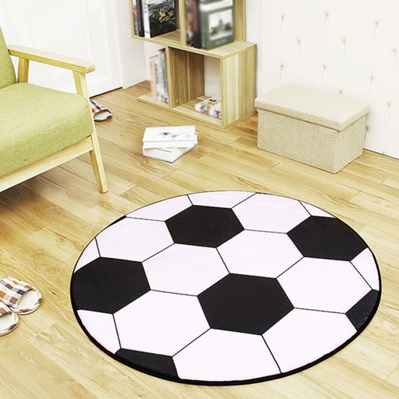Fancy Modern Area Carpet Football Pattern Polyester Area Rug Non-Slip Backing Rug for Living Room
