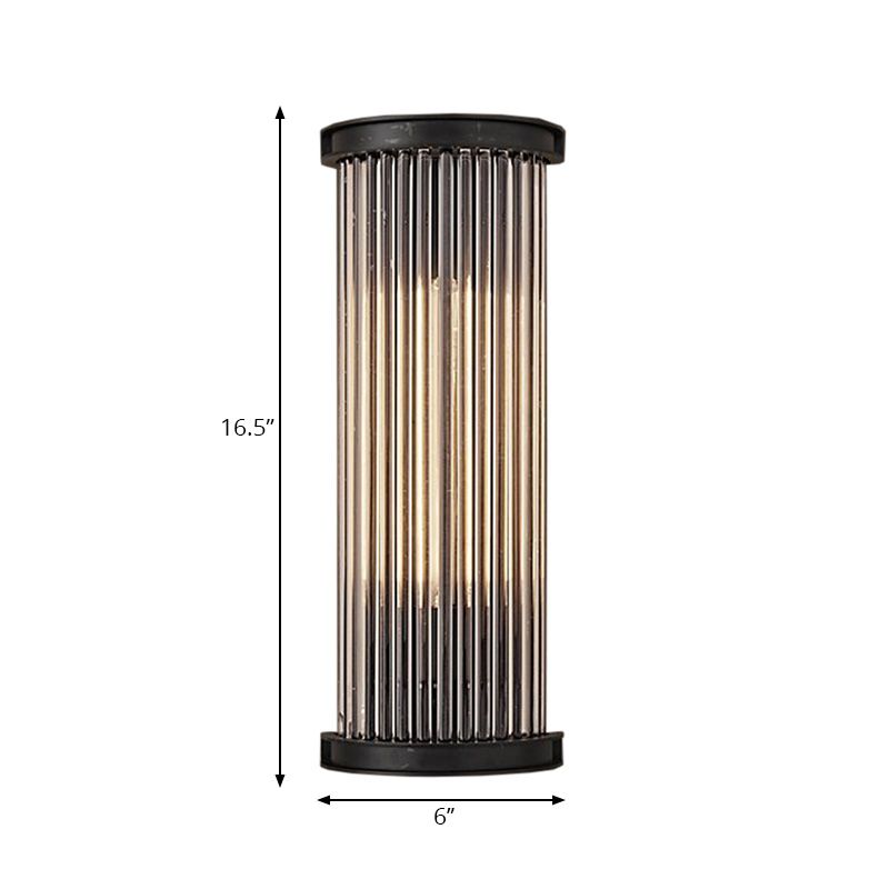 Black Cylinder Wall Light Sconce Modern Stylish 1 Light Clear Crystal Wall Lamp for Living Room