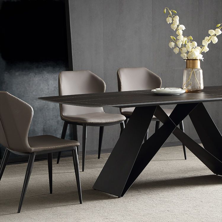 Modern Sintered Stone Top Dining Set Rectangle 1/4/5/7 Pieces Dining Area Table Set