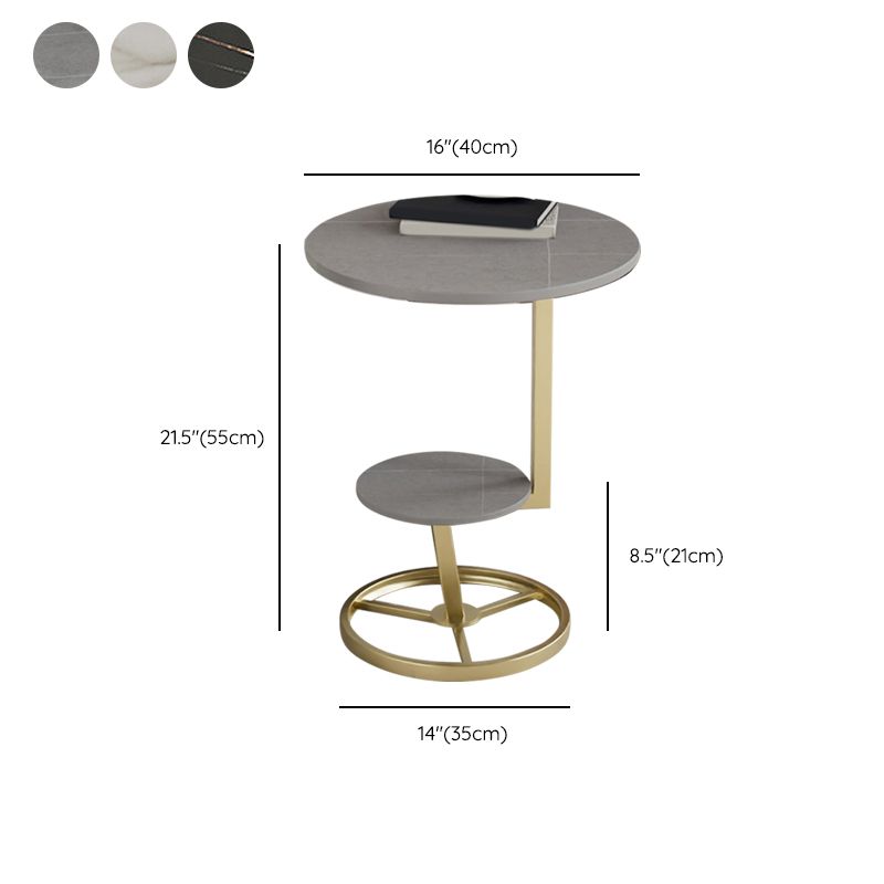 Modern Abstract Corner Table Round Slate Side End Table for Living Room