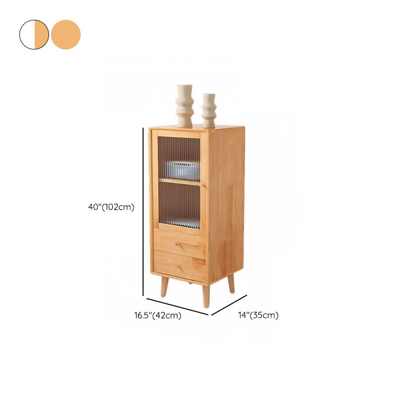 Contemporary Solid Wood Cabinet Glass Paned 1 - Door Natural Chest with Drawers