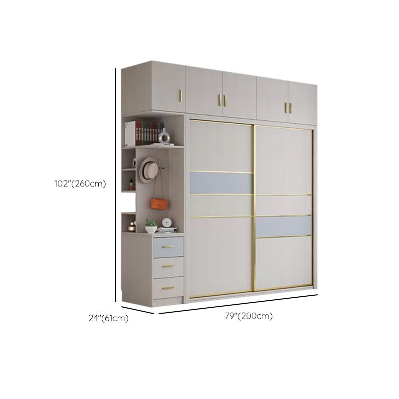 Sliding Wardrobe Closet with Shelves Contemporary Wardrobe Cabinet