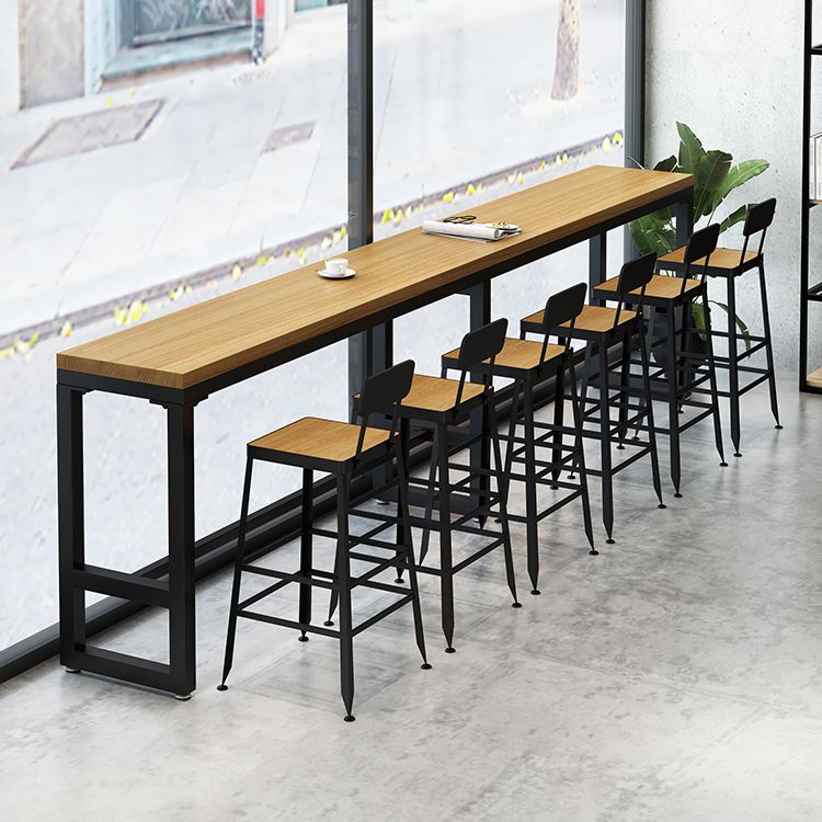 Industrial  1/7/12 Pieces Bar Table Set Rectangle Pine Wood Counter Table with High Stools