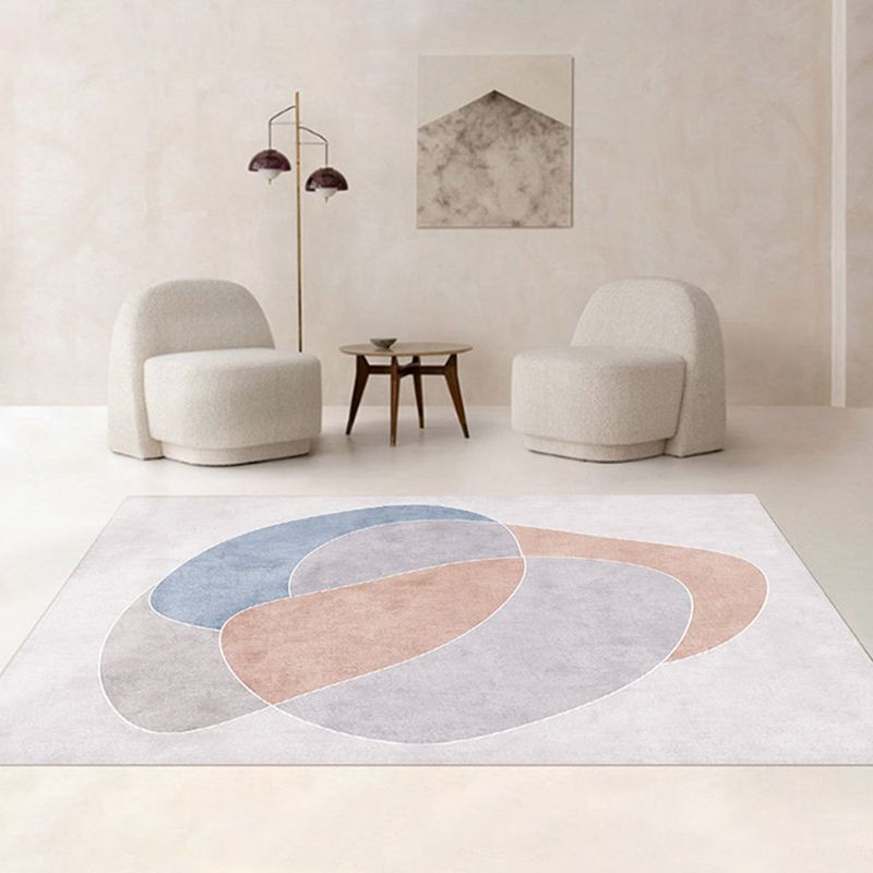 Grey Modern Area Rug Stripe Pattern Polyester Area Carpet Anti-Slip Washable Rug for Living Room