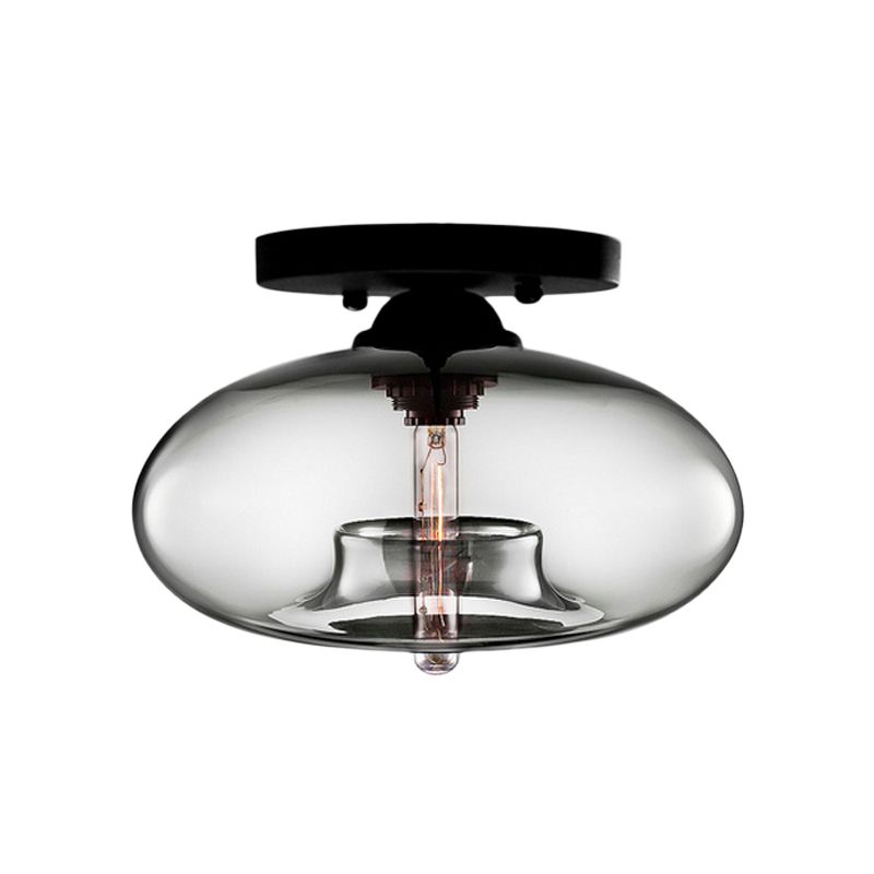 Lampe encastrée ovale en verre, Style Simple, 1 lumière claire/ambre/fumée, plafonnier pour couloir
