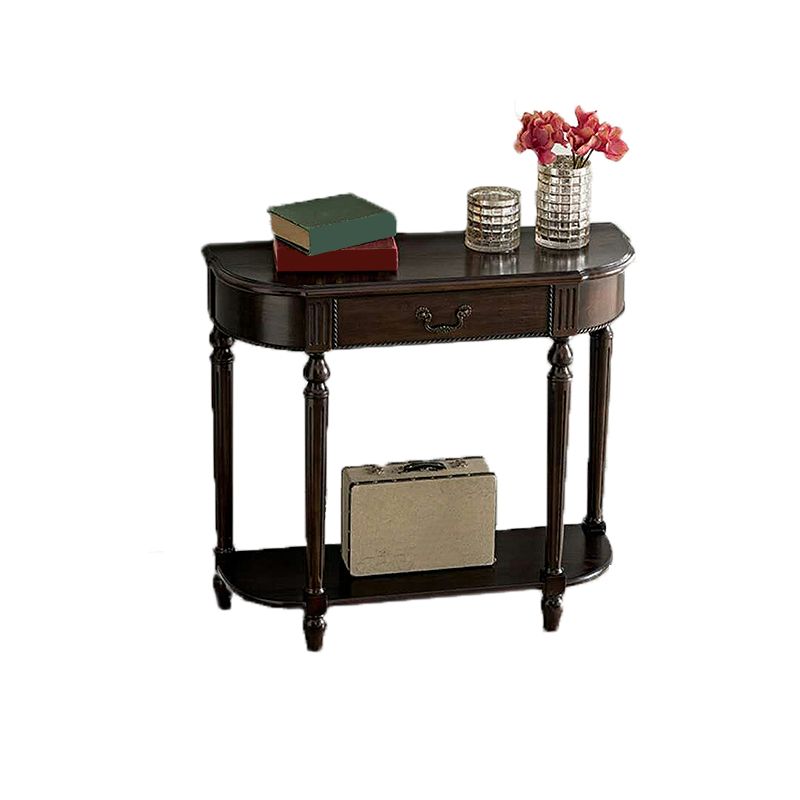 Mid-Century Modern Solid WoodTable, 35.43" H Console Accent Table in Brone