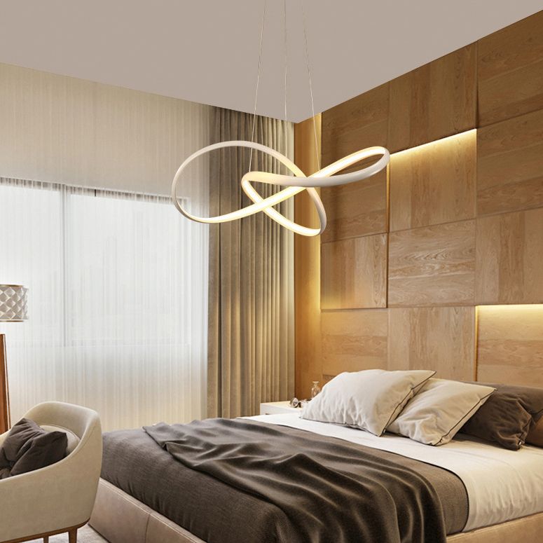 Contemporary Style Minimalism LED Line Light Aluminum Lamp Body Living Room Lighting Fixture with 39.3" Adjustable Hanging Wire