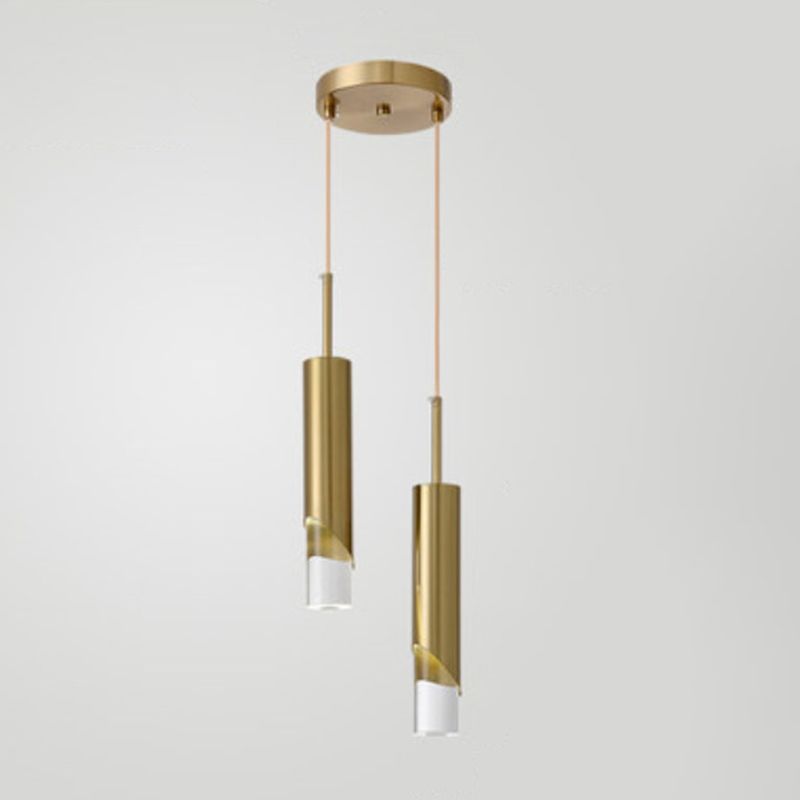 Modern Luxury Cylindrical Pendant Light Aluminium Indoor Hanging Light with Clear Acrylic Shade
