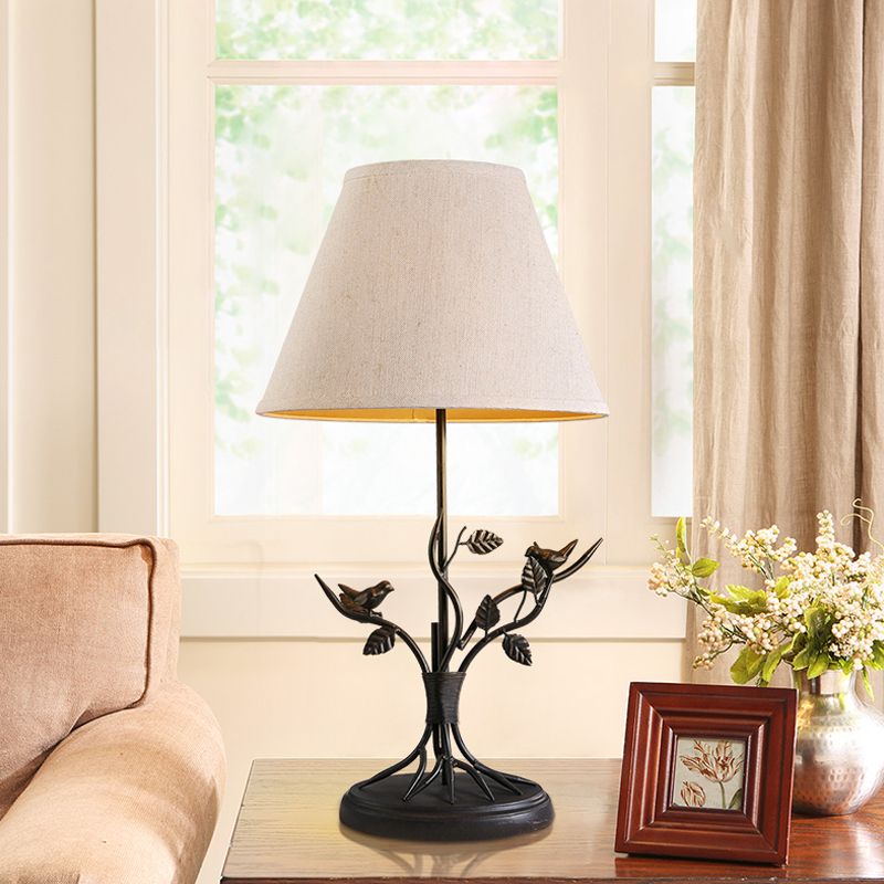 Taps toelopende stof tafellicht vintage 1 kop woonkamer nachtkastje verlichting in wit met takontwerp