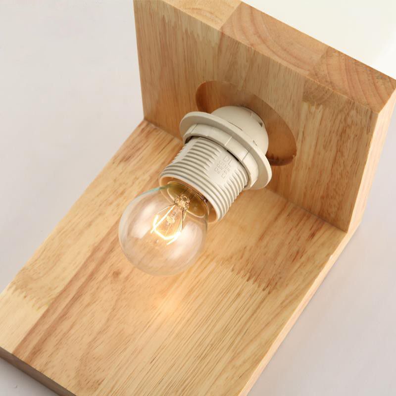 Modern Style Square Sconce Light Fixtures Wood 1 Light Wall Mounted Lighting