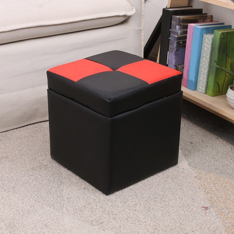 PU Leather Cube Ottoman Whole Colored Tufted Square Modern Storage Ottoman