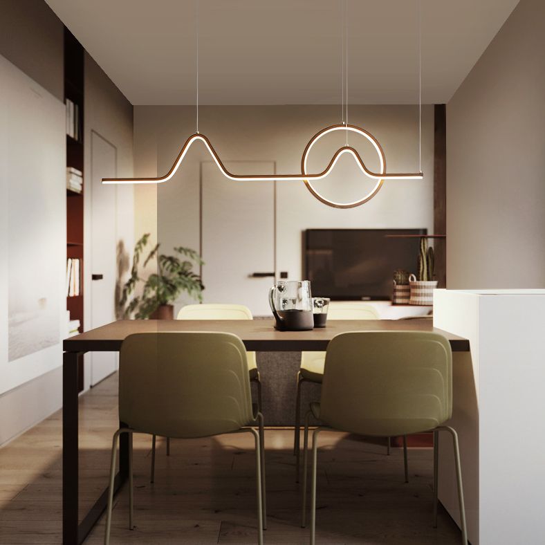 Metal Lines Island Lighting Fixture Contemporary Style LED Island Ceiling Light for Dinning Room