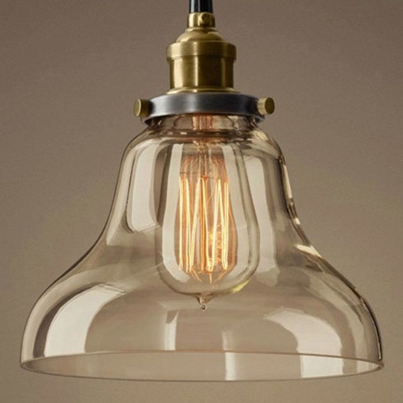 1-Licht-Glasanhängerlampe, industrielles, klares Glas Licht für Wohnzimmer