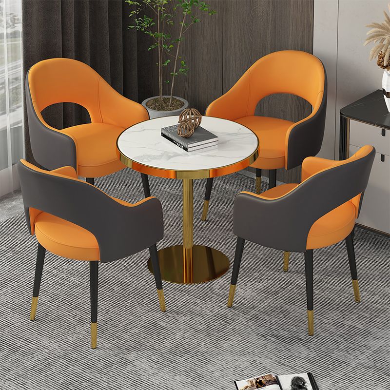 Contemporary Leather Dining Room Chairs Open Back Dining Side Chair for Home Use