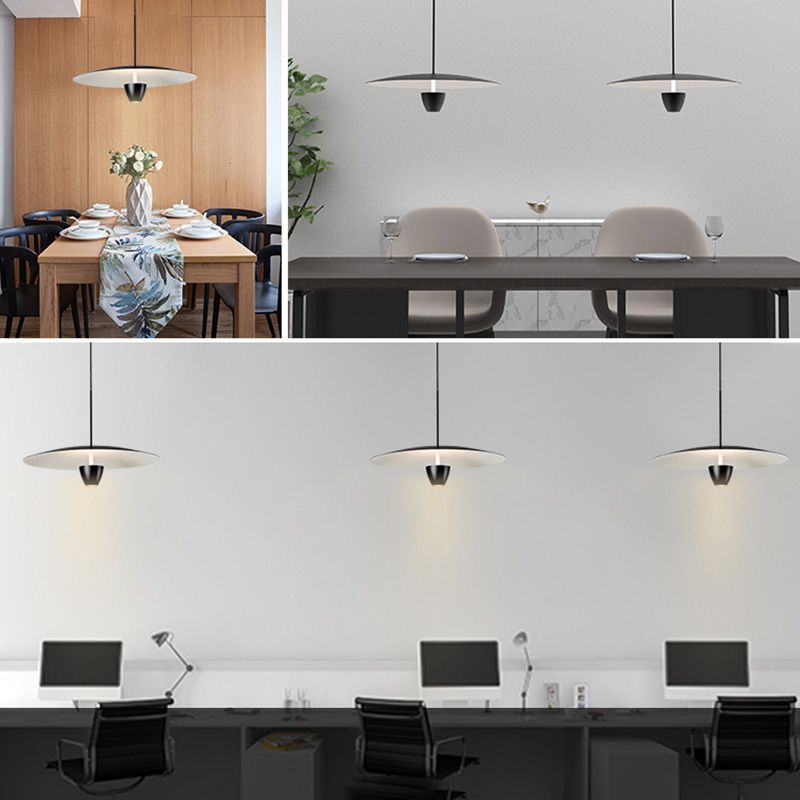 Salle à manger Neutre pendentif léger en métal noir LED de plafond simple