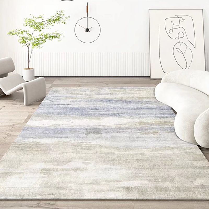 Beige Striped Rug Polyester Modern Rug Stain Resistant Rug for Living Room