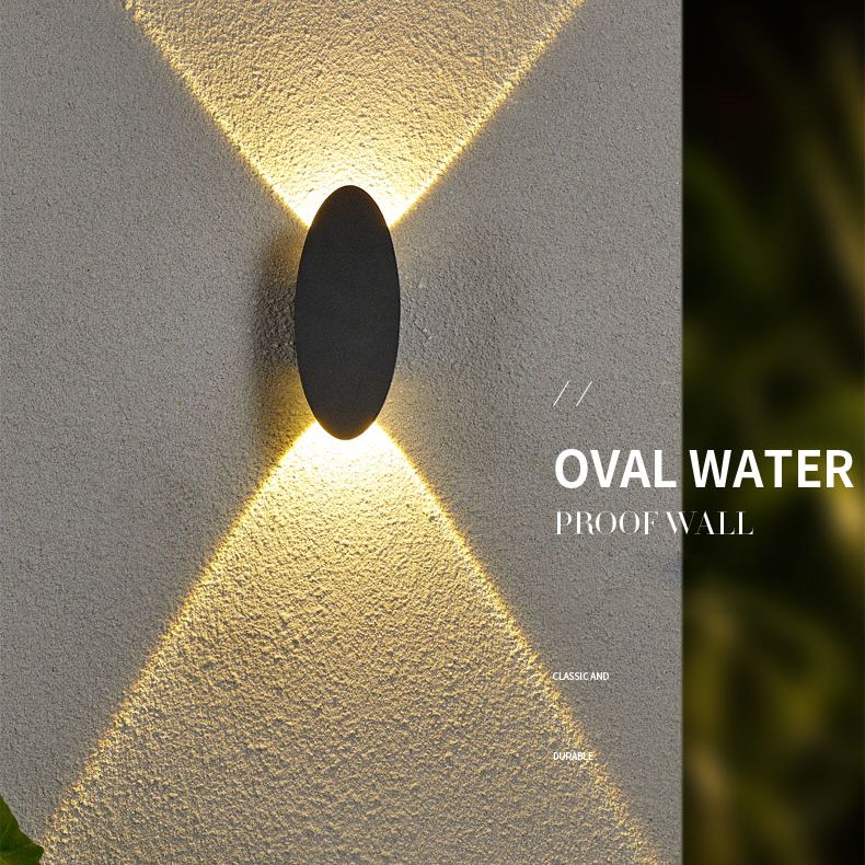 Oval 2-licht LED-wandlamp in moderne eenvoud aluminium waterdichte schijnwerpers voor buitenruimtes