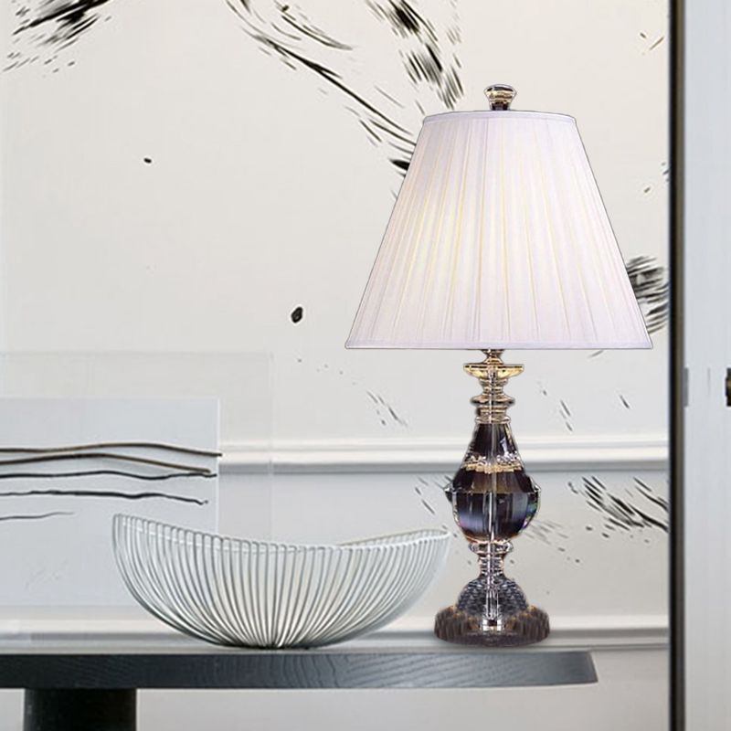 Lampada da comodino a forma di urna Moderna in cristallo smussato 14"/16" di larghezza Lampada da lettura bianca a 1 testa