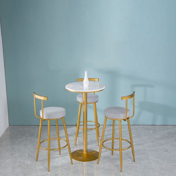 Glam Backrest Armless Counter Stool Iron Cafe Bar Stool with Pedal and Cushion