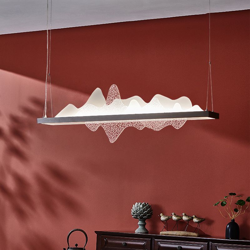 Black Metal Island Lightsing Lámpara de colgantes LED de restaurante moderno con sombra acrílica