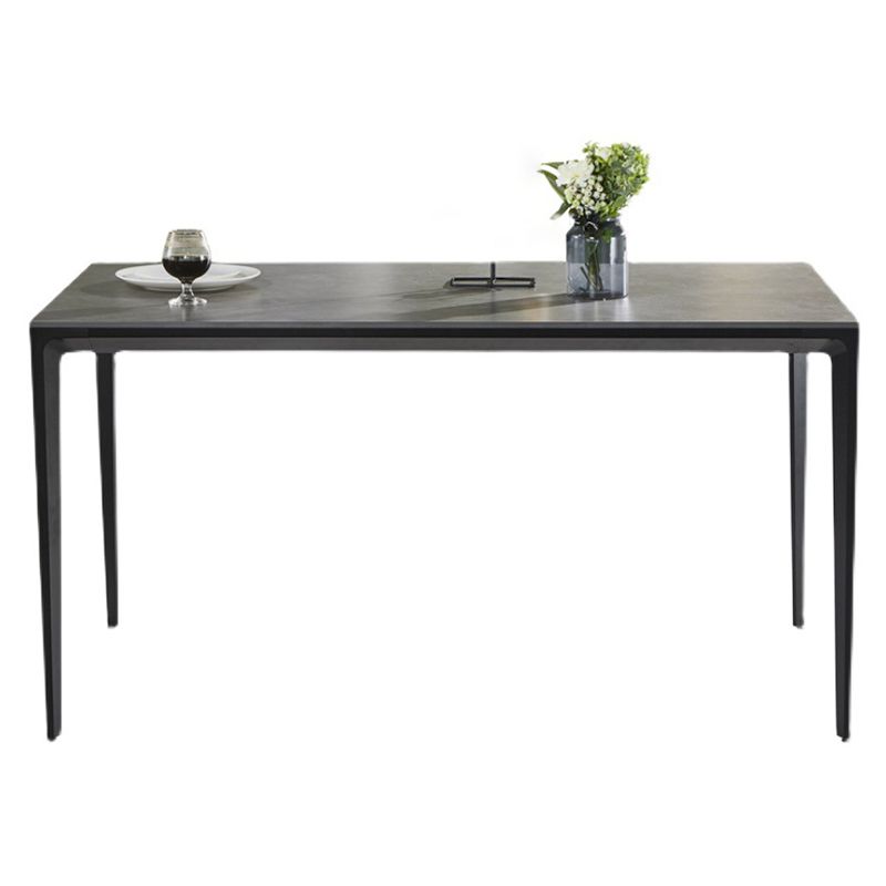 Rectangular Stone Dining Table Modern 4 Legs Furniture in Matte Finish for Indoor