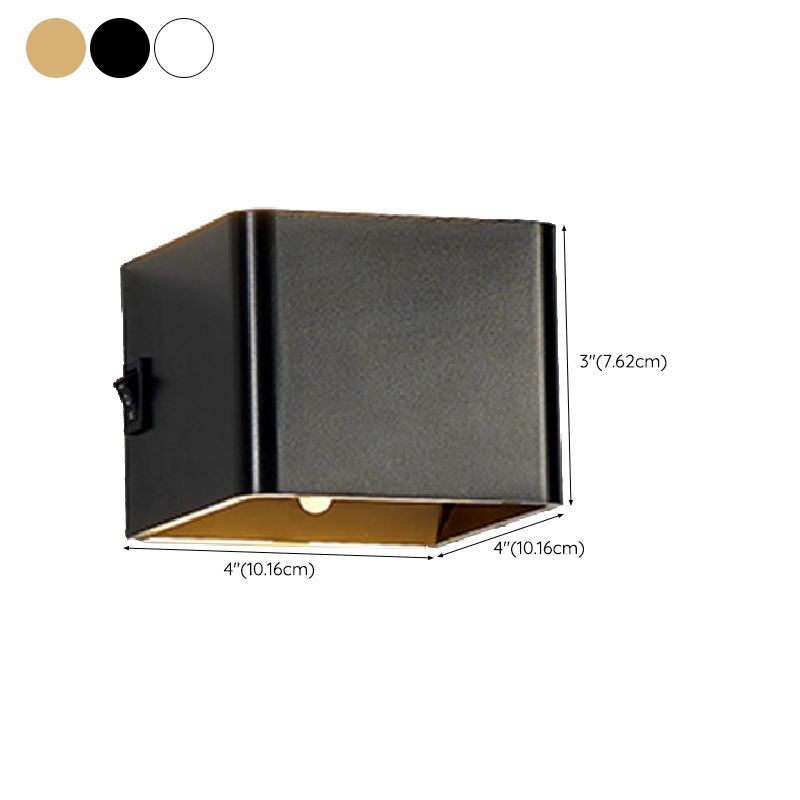 Modern Metal Wall Sconce Square Shape Wall Light with Plastic Shade for Courtyard