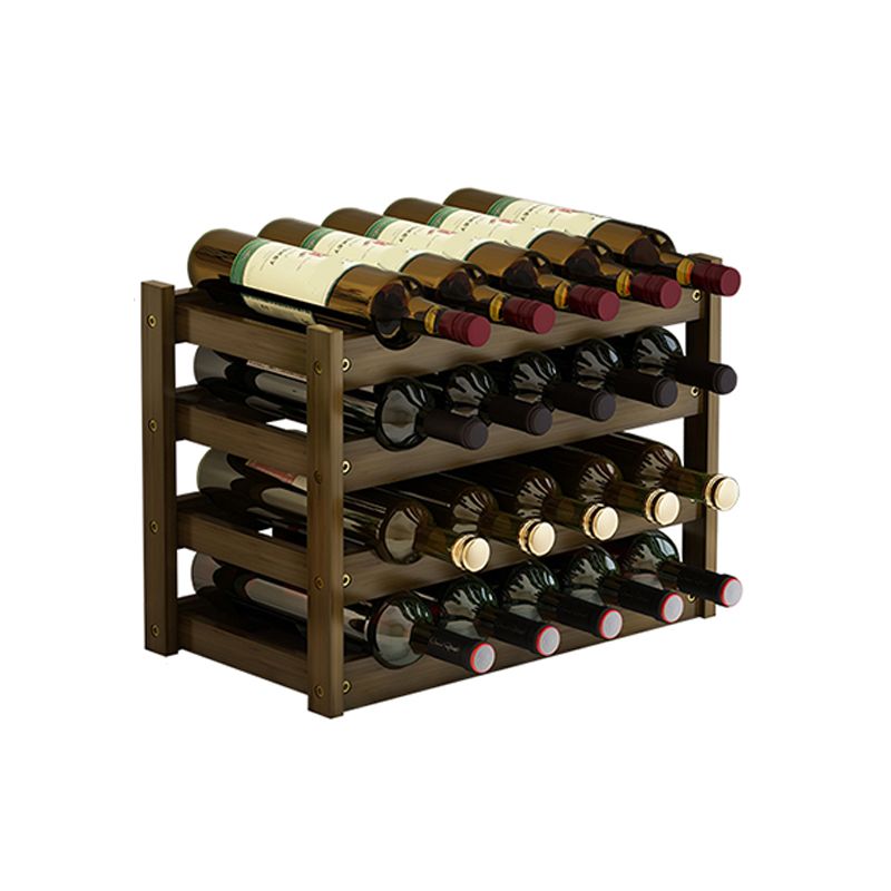 Mid-Century Modern Wine Rack Bottle Tabletop Bamboo Bottle Holder